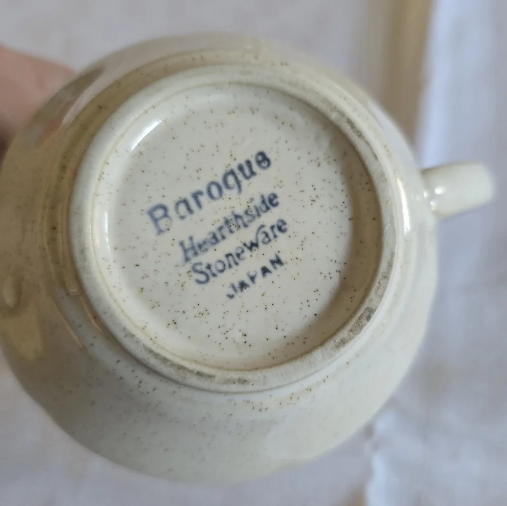 Baroque Vintage Hearthside Stoneware Creamer Taupe Handle Cup Collectible